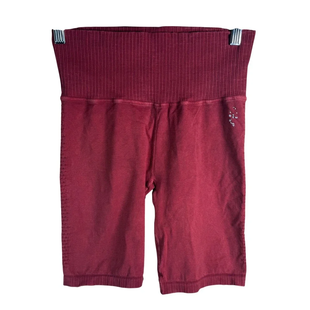FP Movement Good Karma Bike Shorts Women M/L Cranberry High Waist Activewear